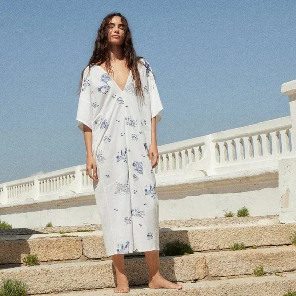 zara embroidered tunic dress Sea New York Rosaline Embroidered Short Sleeve Midi Dress – Maison Djouf main image 1